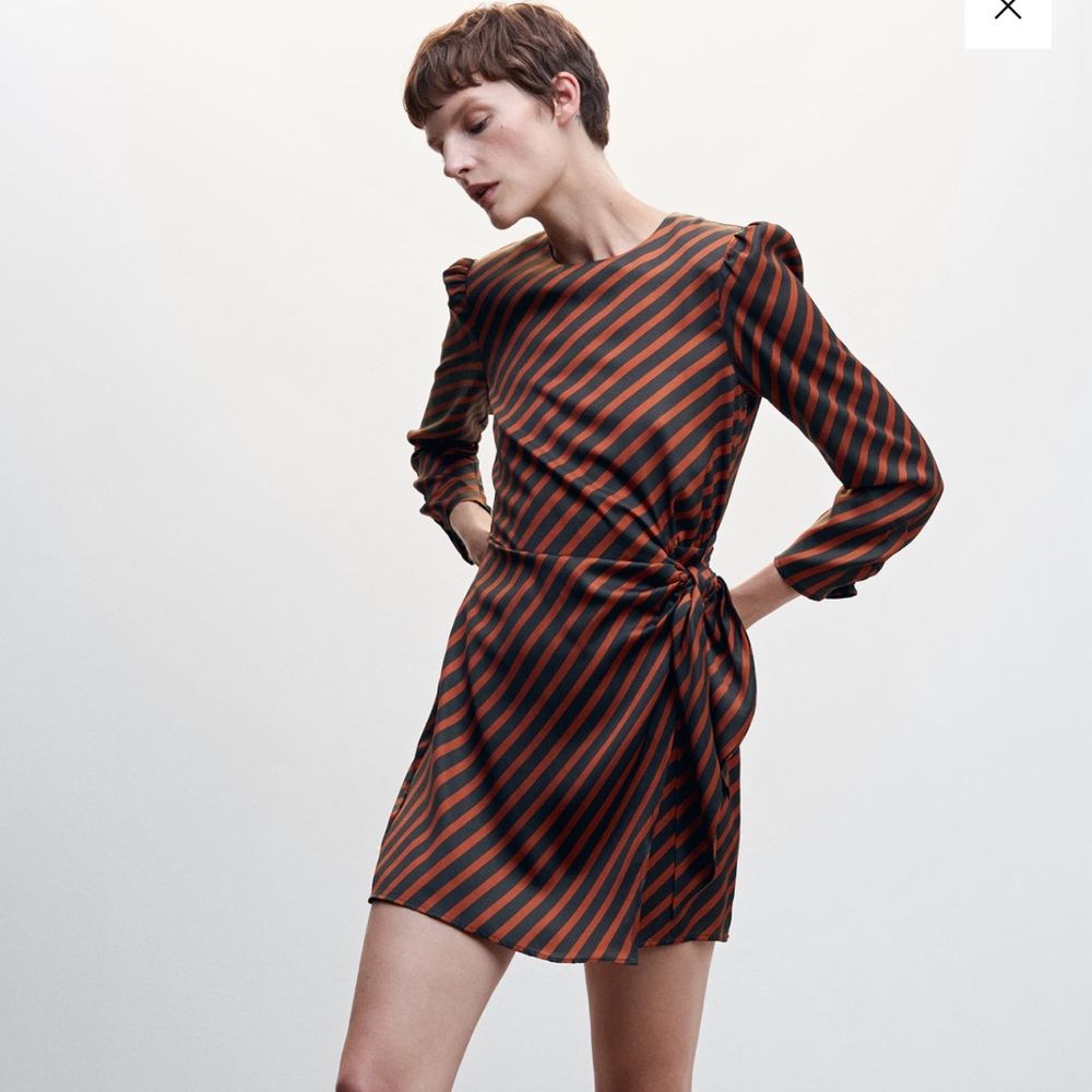 Mango Knot striped dress Long Sleeve Dress